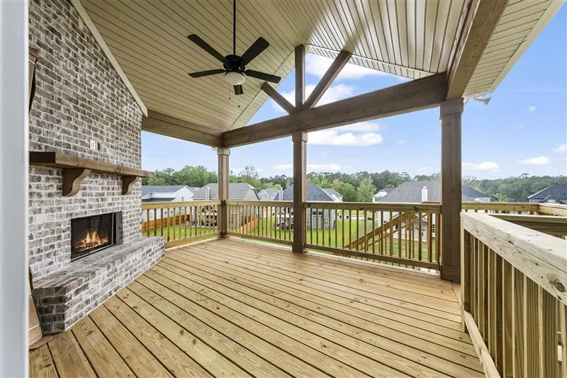 Game Day Ready back patio with fireplace