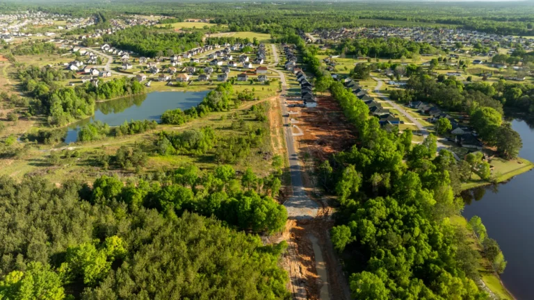 Aerial view of a new home community in Fort Mitchell, Alabama