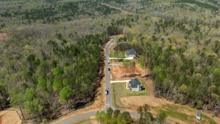 Aerial view of a new home community in Midland, Georgia