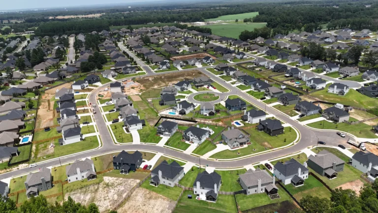 Aerial view of a new home community in Warner Robins, Georgia